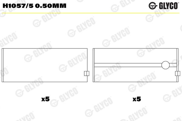 Pagrindiniai guoliai, alkūninis velenas GLYCO H1057/50.50MM