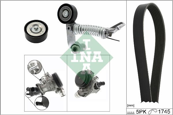 Water Pump + V-Ribbed Belt Kit INA 529031930