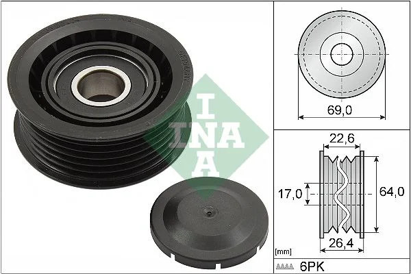 Deflection/Guide Pulley, V-ribbed belt INA 532 0160 10