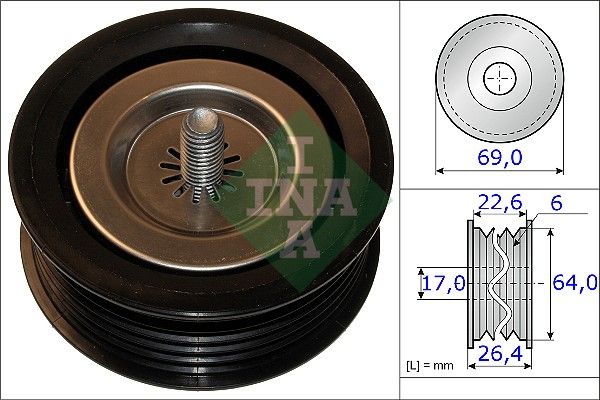 Deflection/Guide Pulley, V-ribbed belt INA 532067110