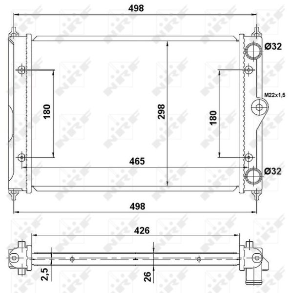 Radiator, engine cooling NRF 519505