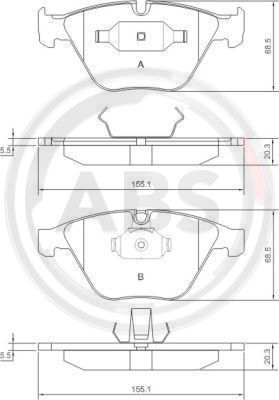 Комплект гальмівних накладок, дискове гальмо A.B.S. 37346