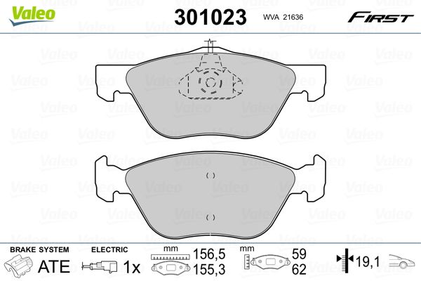 Brake Pad Set, disc brake VALEO 301023