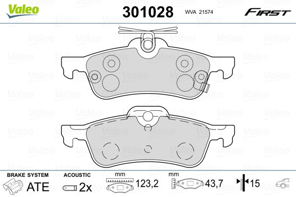 Brake Pad Set, disc brake VALEO 301028
