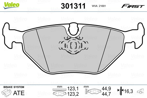 Brake Pad Set, disc brake VALEO 301311