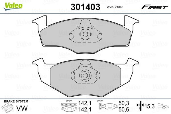 Brake Pad Set, disc brake VALEO 301403