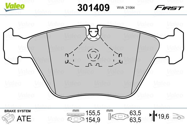 Stabdžių trinkelių rinkinys, diskinis stabdys VALEO 301409