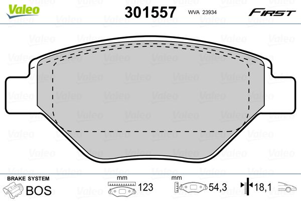Stabdžių trinkelių rinkinys, diskinis stabdys VALEO 301557