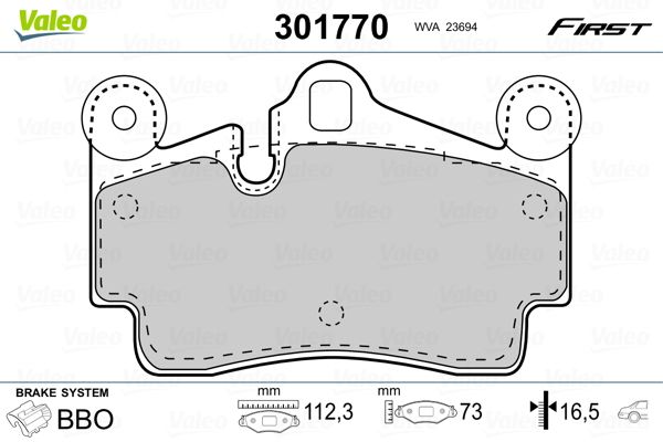 Brake Pad Set, disc brake VALEO 301770