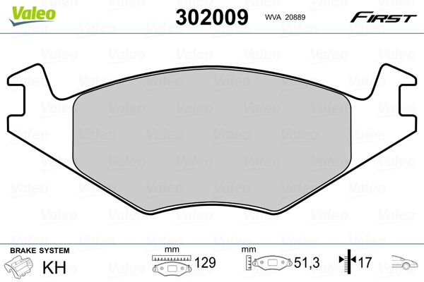 Brake Pad Set, disc brake VALEO 302009