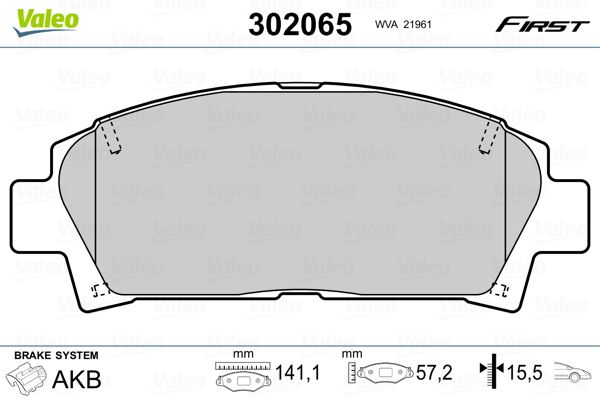 Brake Pad Set, disc brake VALEO 302065