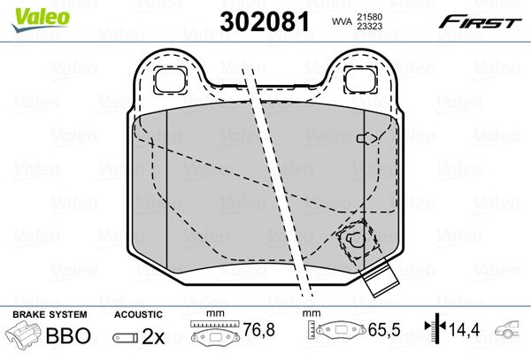 Brake Pad Set, disc brake VALEO 302081