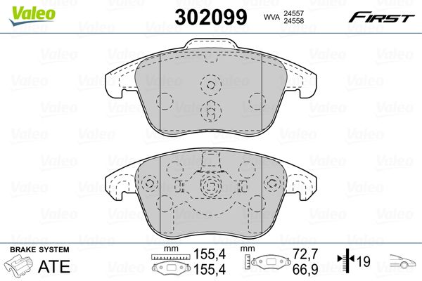 Stabdžių trinkelių rinkinys, diskinis stabdys VALEO 302099