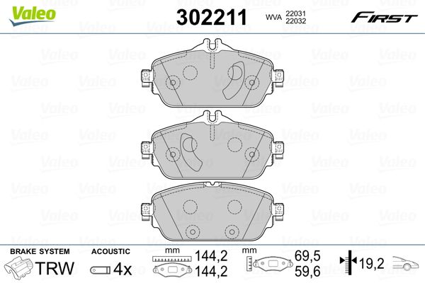 Brake Pad Set, disc brake VALEO 302211