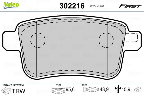 Brake Pad Set, disc brake VALEO 302216