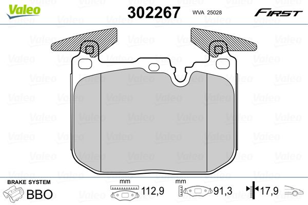 Brake Pad Set, disc brake VALEO 302267