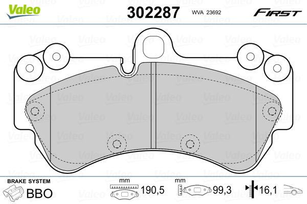 Brake Pad Set, disc brake VALEO 302287