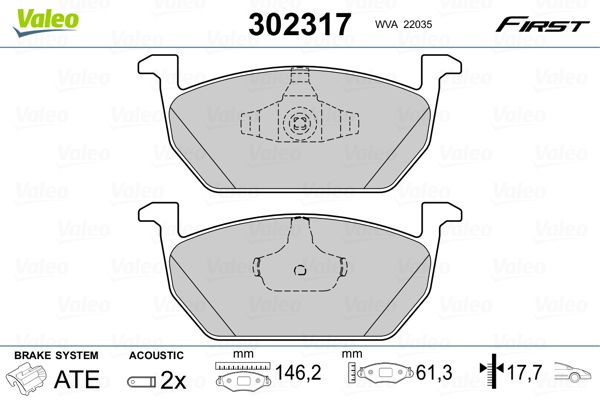 Brake Pad Set, disc brake VALEO 302317