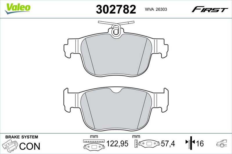 Brake Pad Set, disc brake VALEO 302782