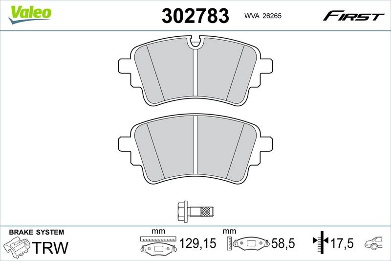 Brake Pad Set, disc brake VALEO 302783