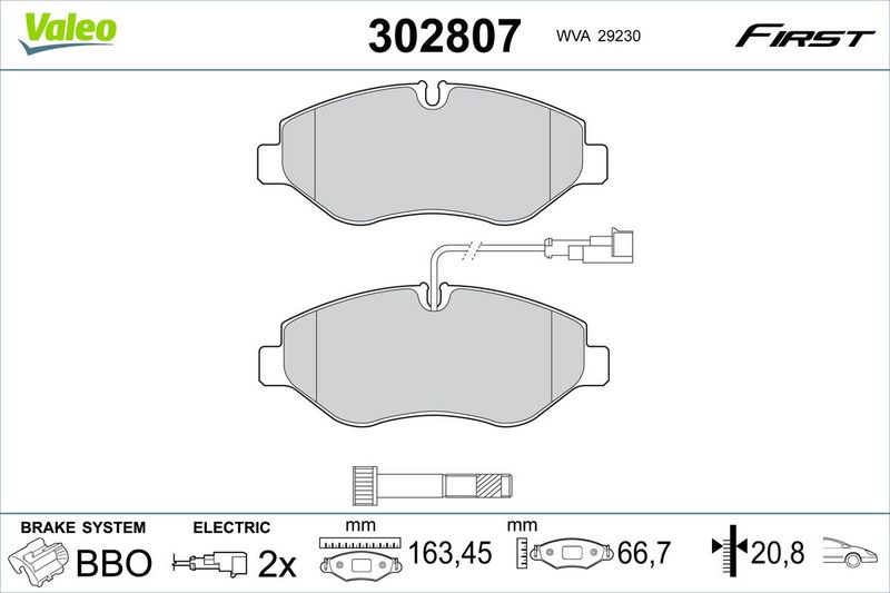 Brake Pad Set, disc brake VALEO 302807