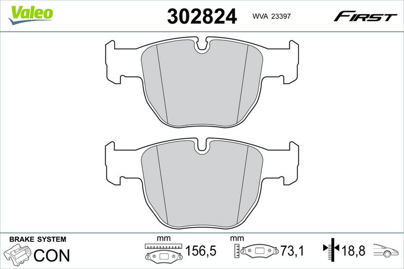 Brake Pad Set, disc brake VALEO 302824
