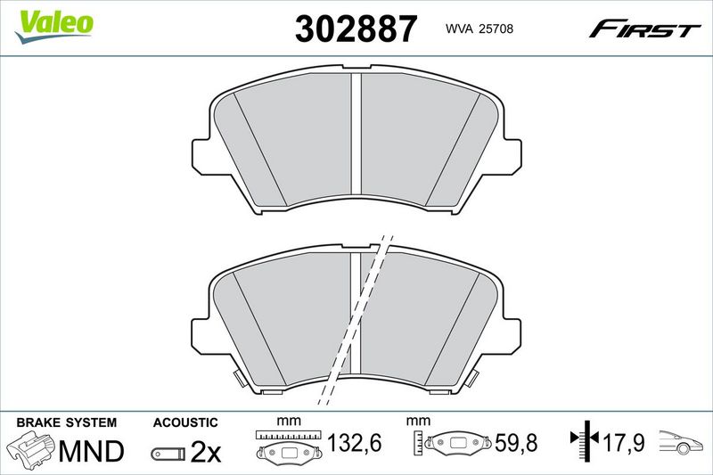 Brake Pad Set, disc brake VALEO 302887