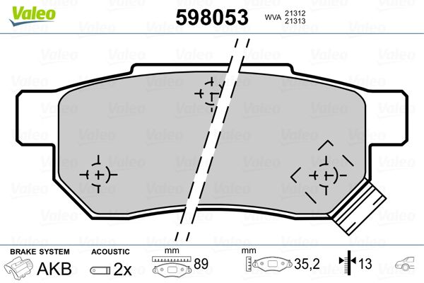 Brake Pad Set, disc brake VALEO 598053