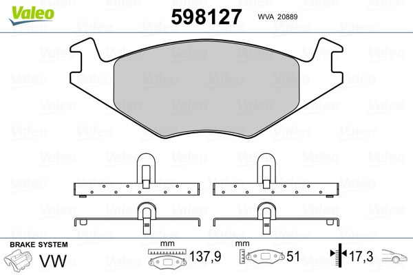 Brake Pad Set, disc brake VALEO 598127