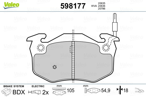 Brake Pad Set, disc brake VALEO 598177