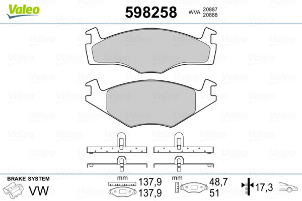 Brake Pad Set, disc brake VALEO 598258