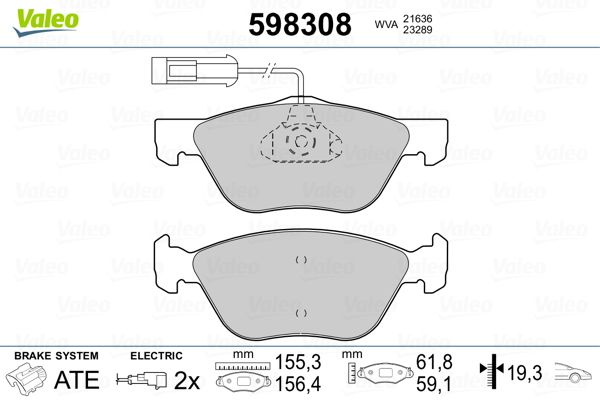 Stabdžių trinkelių rinkinys, diskinis stabdys VALEO 598308