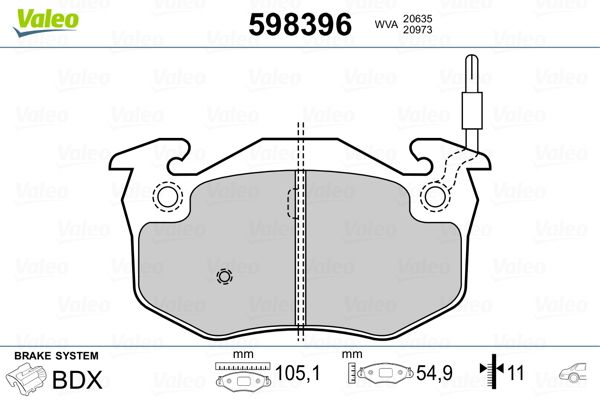 Stabdžių trinkelių rinkinys, diskinis stabdys VALEO 598396