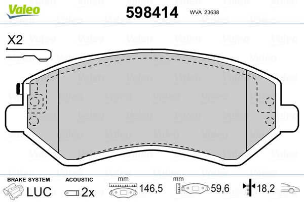 Brake Pad Set, disc brake VALEO 598414