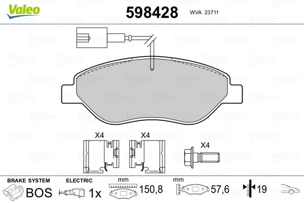 Brake Pad Set, disc brake VALEO 598428