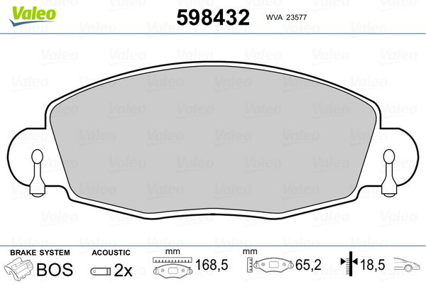 Brake Pad Set, disc brake VALEO 598432