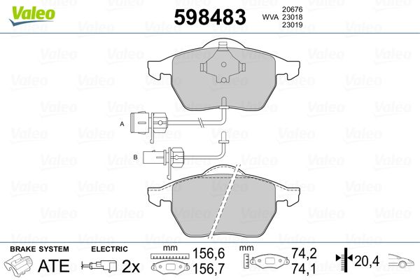 Brake Pad Set, disc brake VALEO 598483