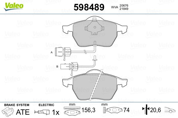 Brake Pad Set, disc brake VALEO 598489