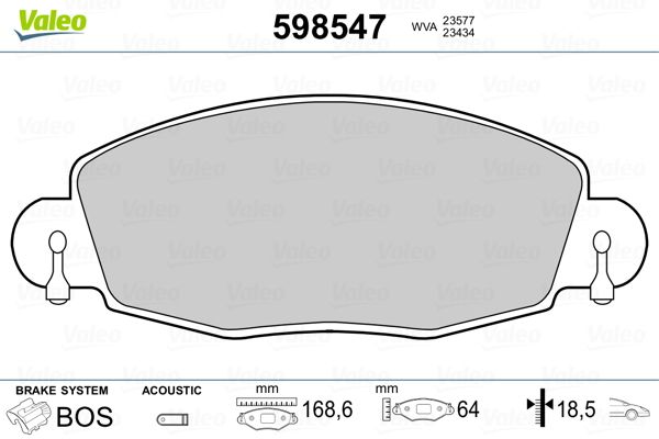 Brake Pad Set, disc brake VALEO 598547