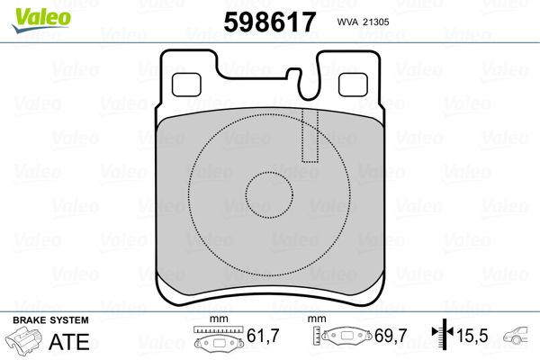 Brake Pad Set, disc brake VALEO 598617