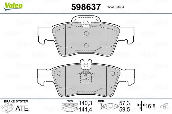 Brake Pad Set, disc brake VALEO 598637