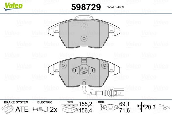 Brake Pad Set, disc brake VALEO 598729