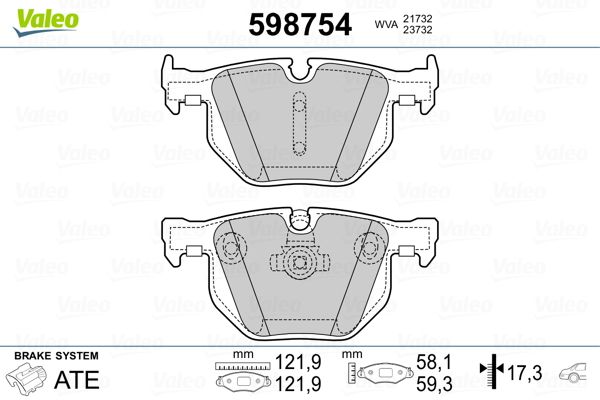 Brake Pad Set, disc brake VALEO 598754