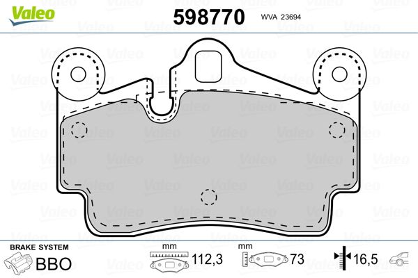 Brake Pad Set, disc brake VALEO 598770