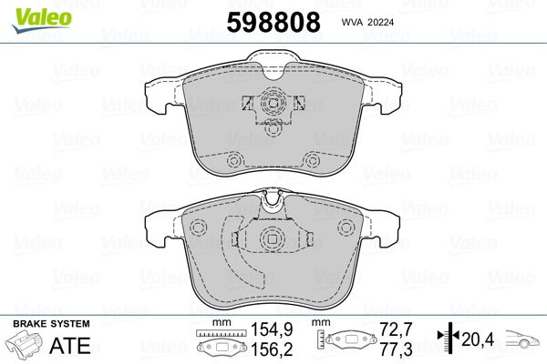 Stabdžių trinkelių rinkinys, diskinis stabdys VALEO 598808