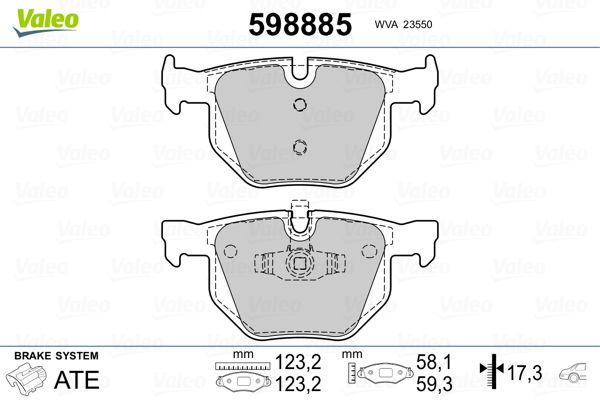 Brake Pad Set, disc brake VALEO 598885