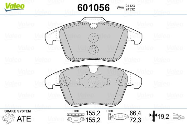 Stabdžių trinkelių rinkinys, diskinis stabdys VALEO 601056