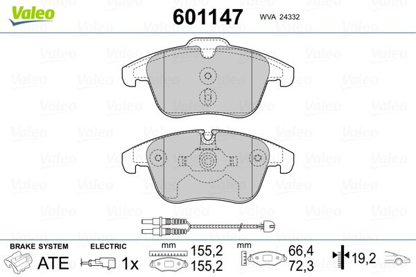 Brake Pad Set, disc brake VALEO 601147