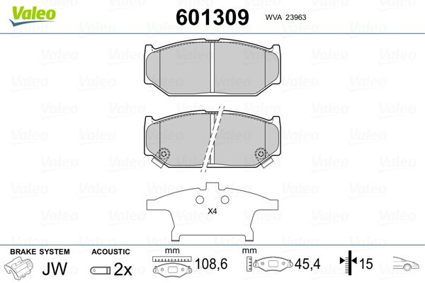 Brake Pad Set, disc brake VALEO 601309