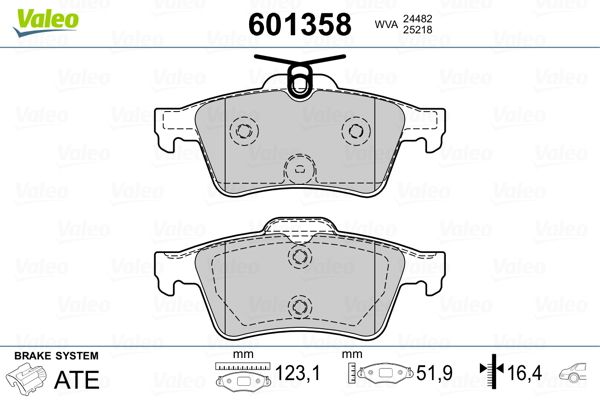 Stabdžių trinkelių rinkinys, diskinis stabdys VALEO 601358